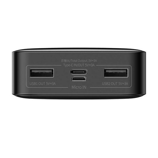 Baseus Bipow PowerBank 20000mAh, 2x USB, USB-C, 15W, črna