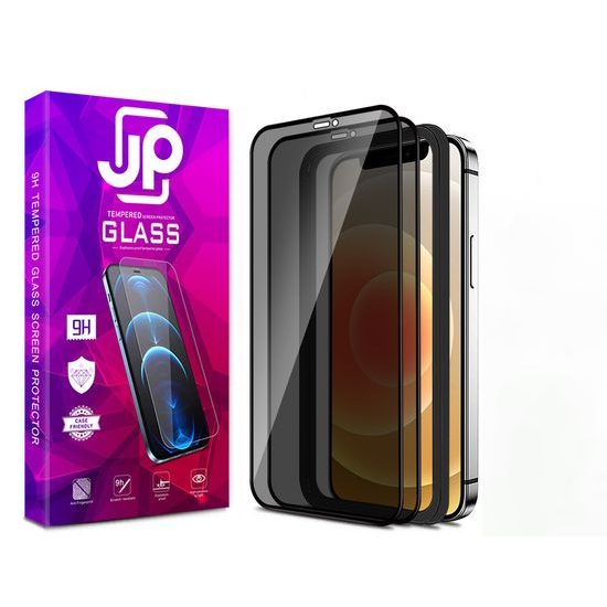 JP Privacy 3D üveg, 2 db, beépítő kerettel, iPhone 13 Pro, fekete