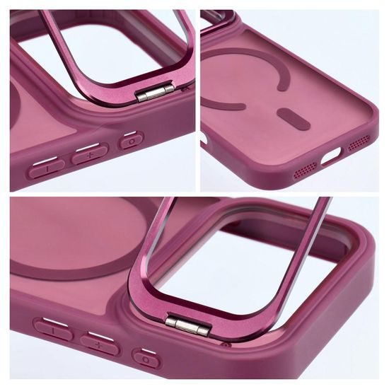 iPhone 17 Pro / 18 Pro dėklas – Forcell F-Protect Shadow Stand Premium MagSafe su stovu – raudona