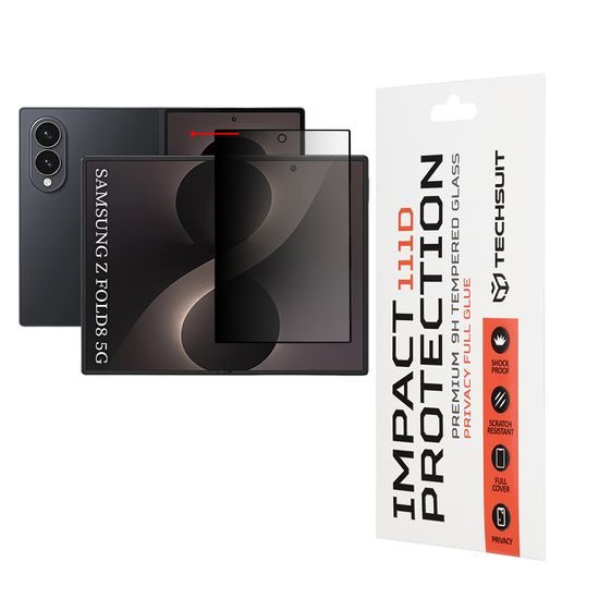 Samsung Galaxy Z Fold 8 kaitseklaas – Techsuit 111D privaatsusklaas – must