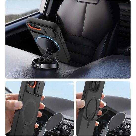 Suritch MagSafe Kickstand Camprotector θήκη iPhone 16, μαύρη