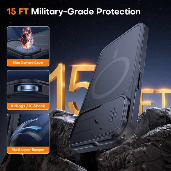 JP CamProtection MagSafe tok 4.5M SGS tanúsítvánnyal, iPhone 13 / 14 / 15, fekete