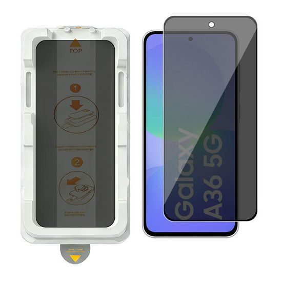 Wency Magic Box Privacy 5D Σκληρυμένο Γυαλί με Εύκολη Εφαρμογή, Samsung Galaxy A36, Μαύρο