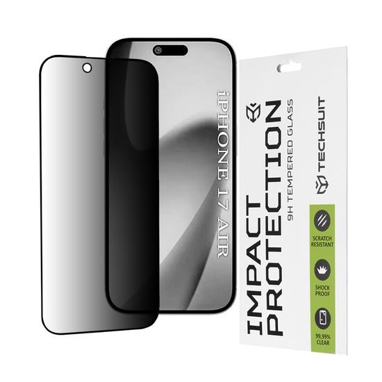Techsuit 111D Privacy Σκληρυμένο γυαλί, iPhone Air, μαύρο
