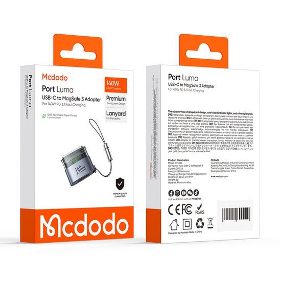 Mcdodo OTG Adapter (OT-8850) USB-C auf MagSafe 3 für MacBook - 140 W - Schwarz