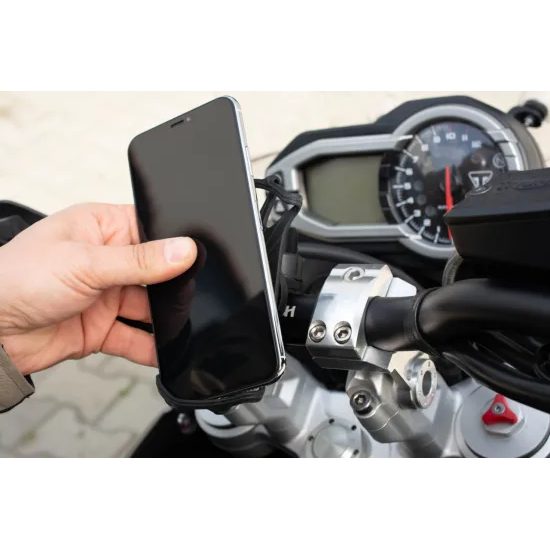 Odnímateľný silikónový držiak mobilného telefónu na bicykel FIXED Bikee 2, čierny