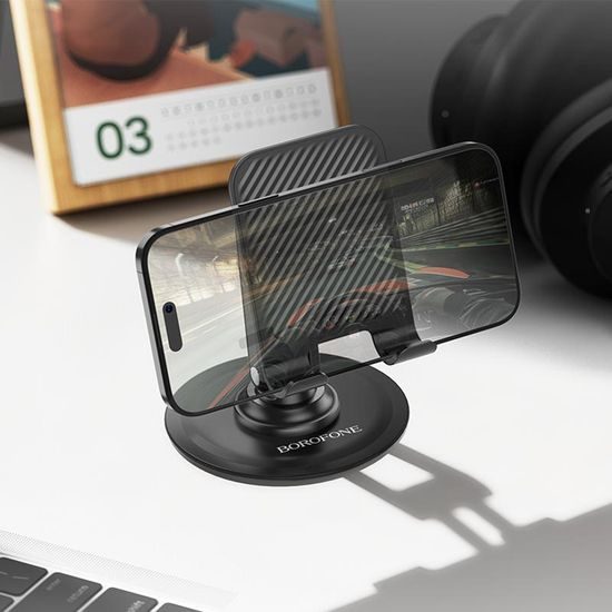 Borofone Tischhalterung Admirado (BH128) für Smartphones 4,5–7 Zoll - Faltbarer Handyständer - Schwarz