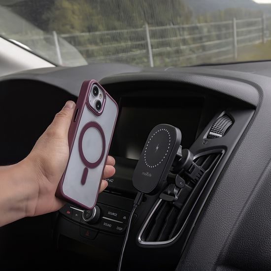 Maxlife MXCH-16 magnetni nosilec avtomobilske rešetke z brezžičnim polnjenjem 15 W, črn