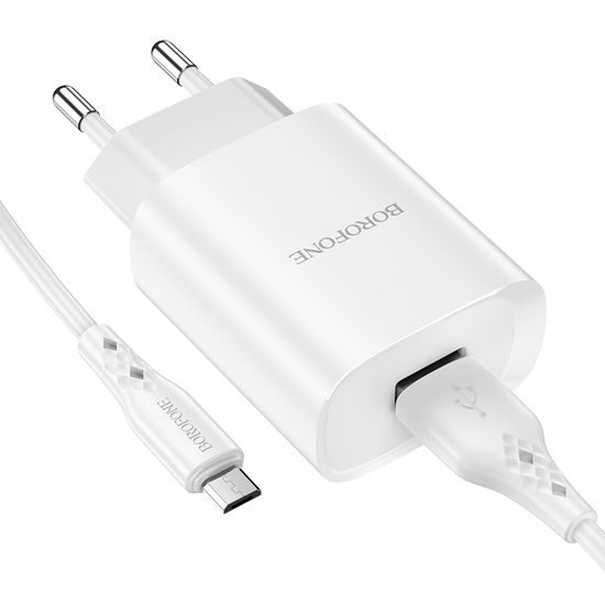 Borofone BN1 Innovatív töltő - USB - Micro USB, 2,1A, fehér