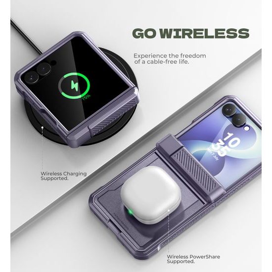 Samsung Galaxy Z Flip 8 aizsargvāciņš – Dexnor 360 ar statīvu violets