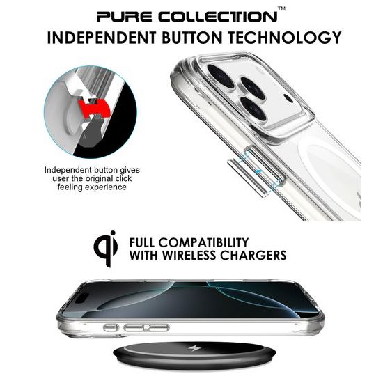 JP MagFit MagSafe θήκη με πιστοποίηση 3M SGS, iPhone 17 Pro, διάφανη