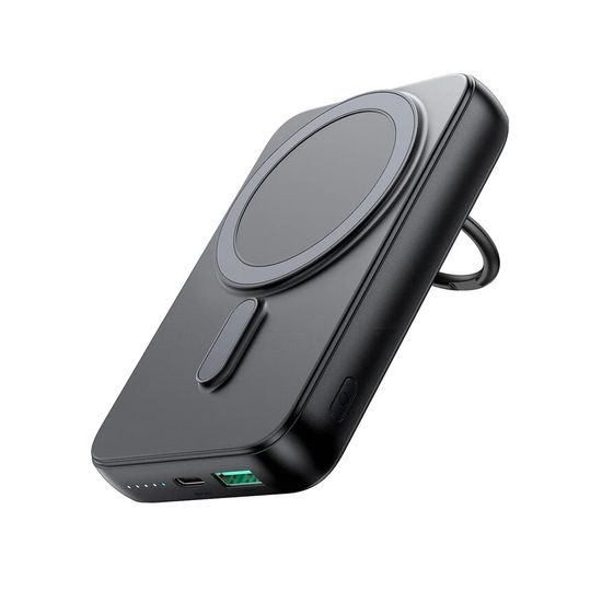 Joyroom JR-W050 20W MagSafe 10000mAh brezžična napajalna banka z obročem in stojalom, črna