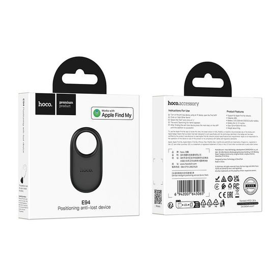 Hoco E94 Locator compatibil cu Apple Find My, negru