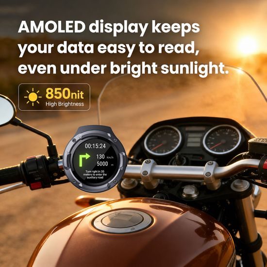 RideCore RC10 AMOLED Navigationsgerät für Fahrrad, E-Bike und Motorrad - Smartes Display mit 850 Nits Helligkeit und IP67 Schutz
