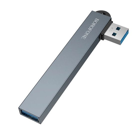 Borofone Hub 4-in-1 (FH1) - USB auf 3× USB 2.0 / USB 3.0 - Grau
