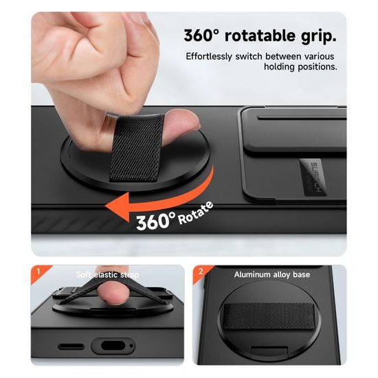 Suritch 360° Kickstand Camprotector θήκη Samsung Galaxy S24, μαύρη