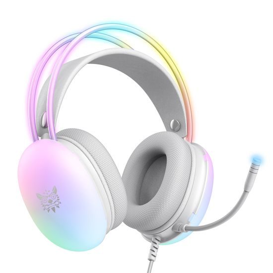 Onikuma X25 Cuffie Gaming con microfono, RGB, bianco
