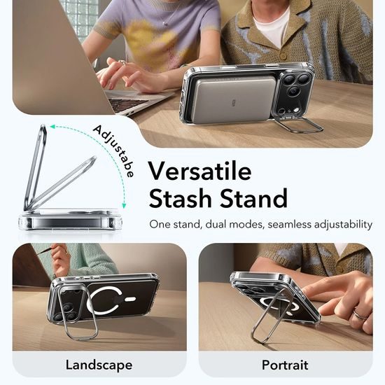 ESR Classic Hybrid HaloLock Kickstand Hoesje - iPhone 17 Pro - MagSafe geschikt - met Standaard - Transparant (Anti-geel)