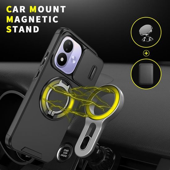 Xiaomi Redmi Note 17 4G / 5G ümbris – CamSlide Stand kaamerakaitsega alusega – must