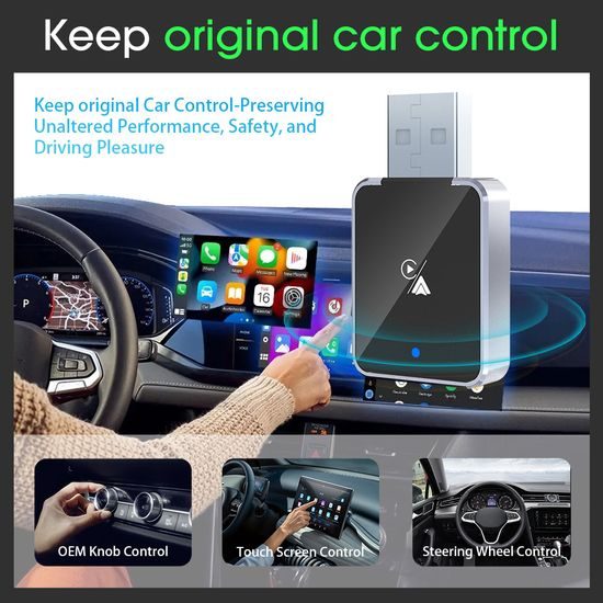 Ασύρματος Προσαρμογέας για CarPlay και Android Auto, Plug & Play, Αλουμίνιο, CA19