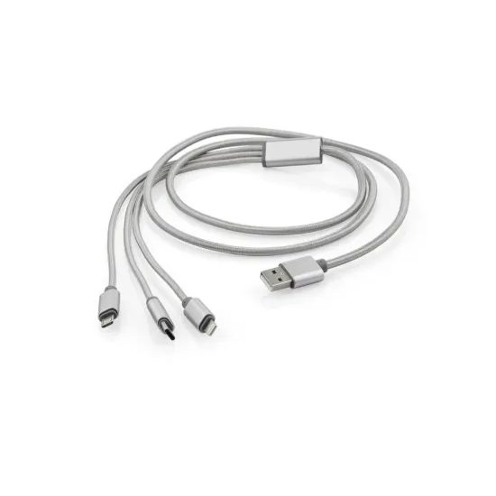 JP svítící kabel 3v1 USB - USB-C / Lightning / Micro USB, 1 m, bílý