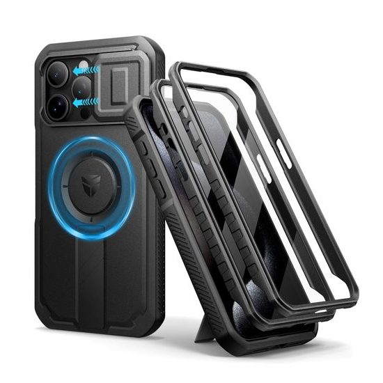 Dexnor MagSafe 360 Kickstand Camprotector Θήκη iPhone 15 Pro Max, Μαύρη