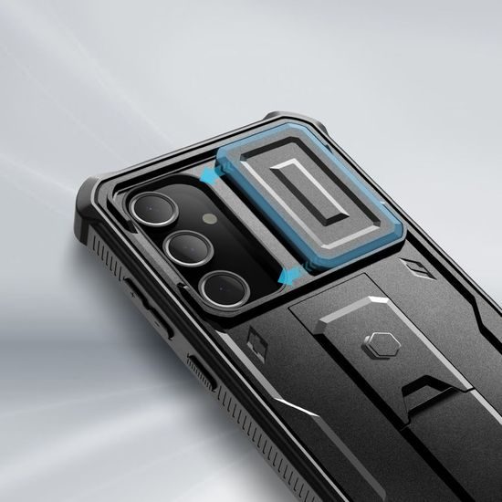 Tech-Protect Kevlar Cam+ Schutzhülle für Samsung Galaxy S24 FE - Hybride Panzer-Hülle mit Kameraabdeckung und Kickstand - Schwarz