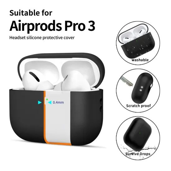 Tech-Protect Σιλικονούχα θήκη, Apple AirPods Pro 3, μαύρη