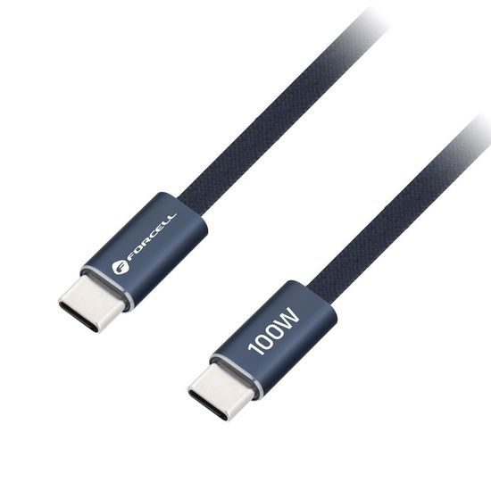 Cablu Forcell F-Energy USB-C - USB-C, QC4.0, PD, 5A, 100W, 1,2 m, albastru