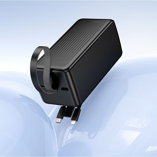 Borofone akupank BJ79C 50000mAh USB-A + USB-C ja Lightning kaablitega – must