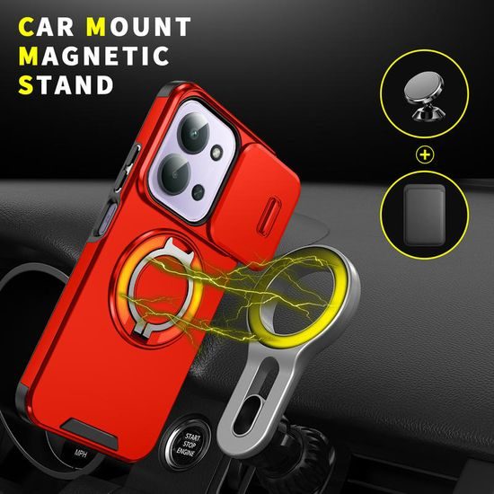 Θήκη Camslide Stand, Xiaomi Redmi 15C, κόκκινη