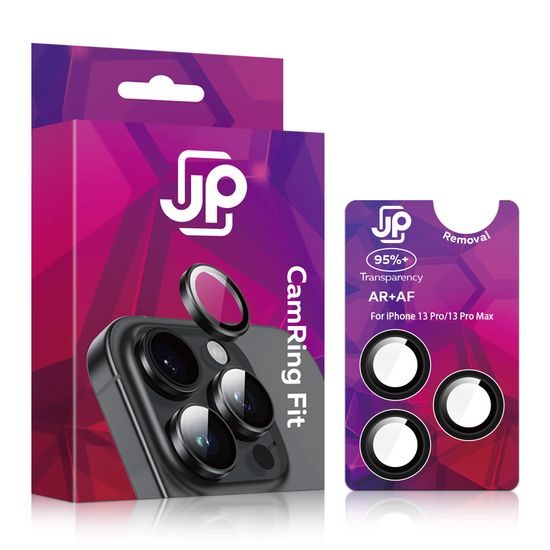 JP Camring Fit, προστατευτικό τζαμάκι για φακό κάμερας, iPhone 13 Pro / 13 Pro Max, μαύρο