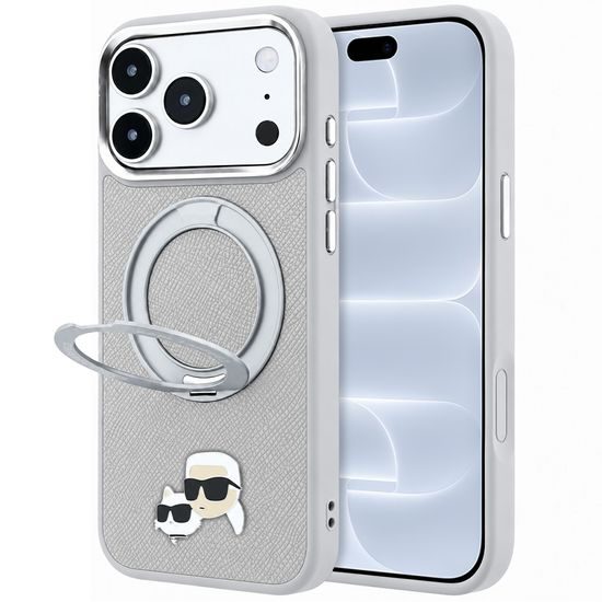Karl Lagerfeld Leather Ring Stand 360 KC Pin MagSafe ümbris iPhone 17 Pro / 18 Pro – hall