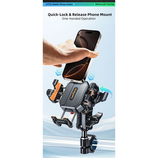 LanParte LPT01 Professionel Motorcykel Telefonholder med Vibrationsdæmpning