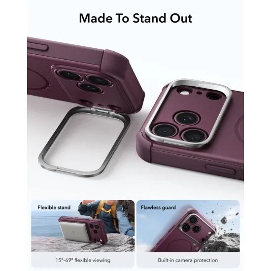 ESR Cyber Tough Kickstand Case für iPhone 17 Pro Max / 18 Pro Max - MagSafe kompatibel - Weinrot