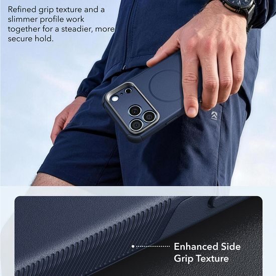 iPhone 17 Pro / 18 Pro vāciņš – ESR Cyber Armor Kickstand ar statīvu – zils