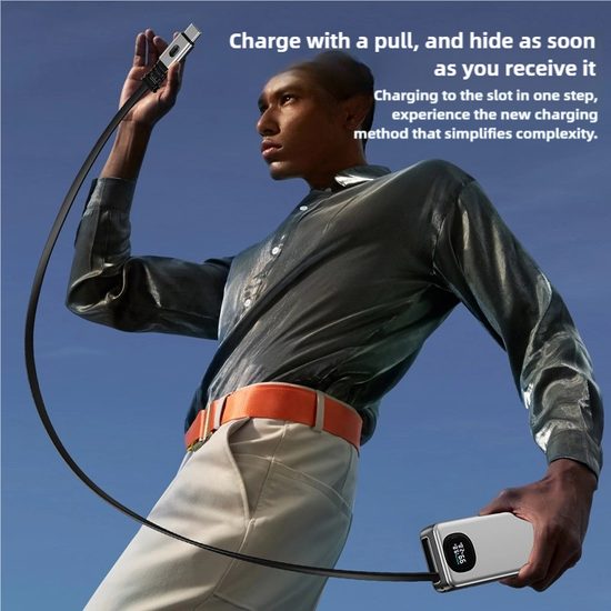 Power Bank 20.000 mAh για Laptop με PD 65W, Ενσωματωμένο Συρόμενο Καλώδιο USB-C και Lightning, Γκρι