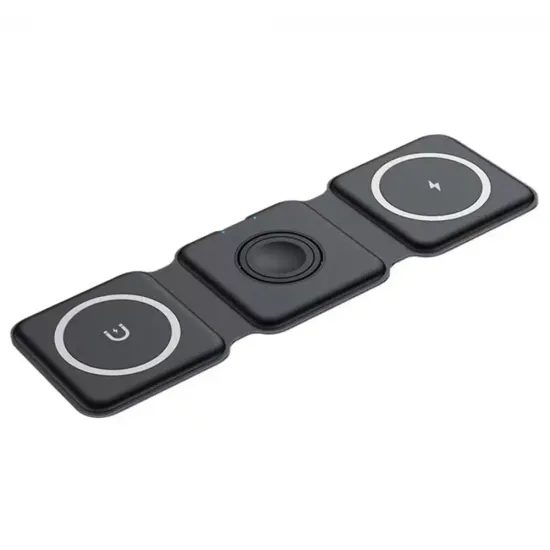 3-in-1 Magnetische Faltbare Kabellose Ladestation, Schwarz