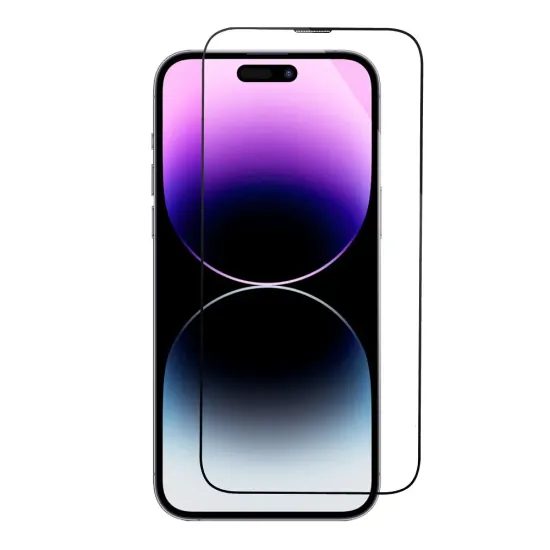 5D Folie de sticlă securizată cu aplicator, iPhone 13 Pro Max / 14 Plus, negru