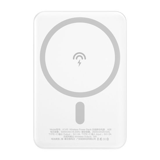 Dudao powerbank wireless cu MagSafe, 5000mAh, alb (K14S)