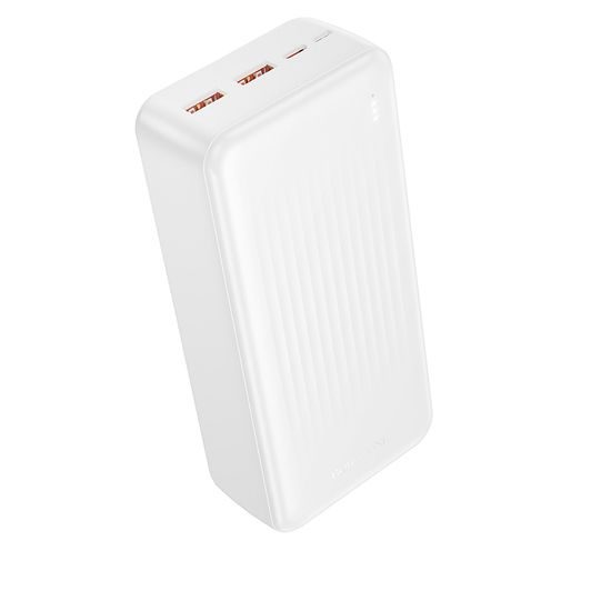 Borofone akupank BJ80B 30000mAh 2x USB-A + USB-C – valge