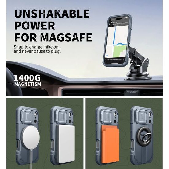 Dexnor MagSafe 360 Kickstand Camprotector θήκη iPhone 17 Pro, μπλε