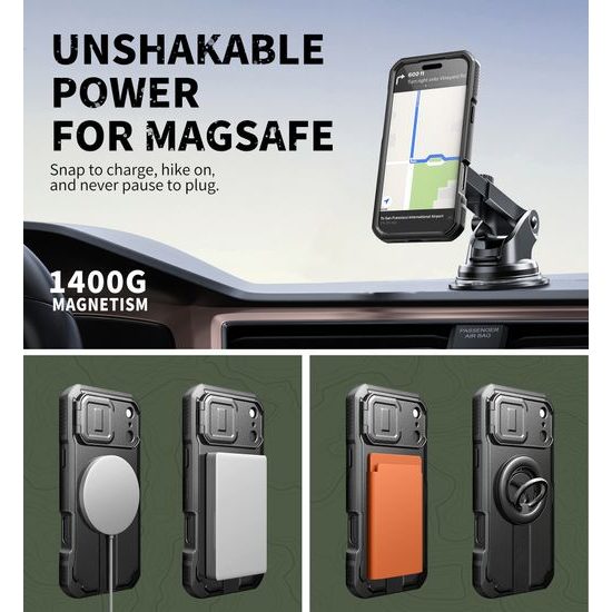 Dexnor MagSafe 360 Kickstand Camprotector etui iPhone 17 Pro Max, czarne