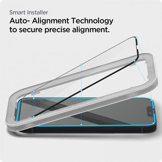 Spigen ALM Glass FC Zaščitno kaljeno steklo, iPhone 13 / 13 Pro / 14 / 16e, črno