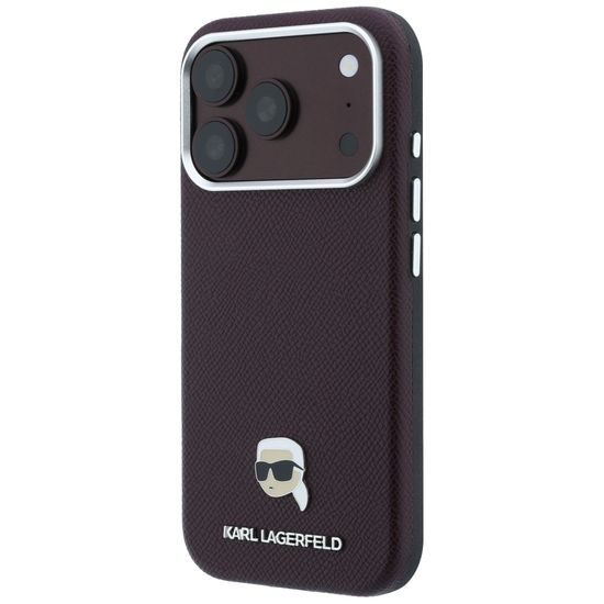 Karl Lagerfeld Grained Leather KH Metal MagSafe ümbris iPhone 17 Pro / 18 Pro – burgundia