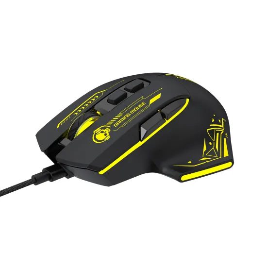 Wozinsky WMGK-1181W Kabelgebundene Optische Gaming Maus für Rechtshänder - 7200 DPI - 7 Tasten - Schwarz / Gelb