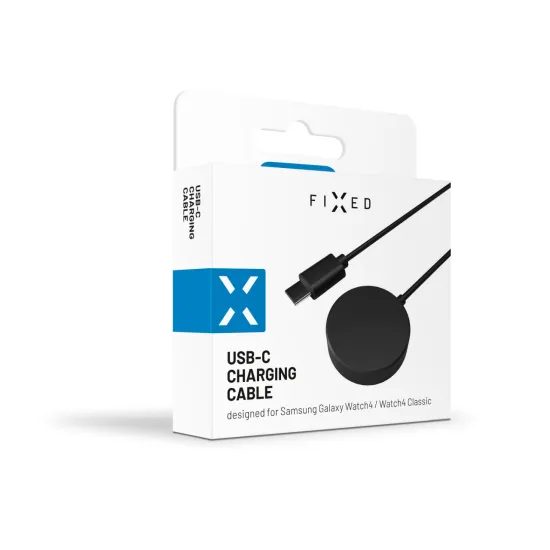 FIXED USB-C töltőkábel Samsung Galaxy Watch 3/4/5/6/7/Active/Ultra okosórákhoz, fekete