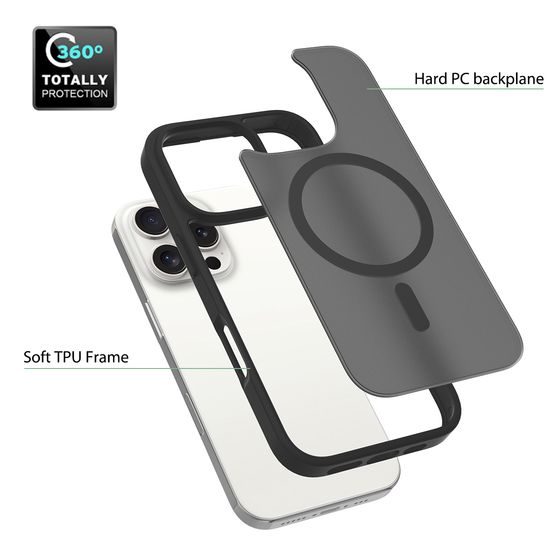 iPhone 16 Pro ümbris – JP MagFit Colour MagSafe N52 magnetiga – must