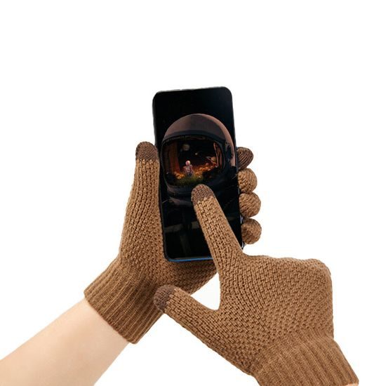 Zimske pletene rokavice za telefon, sive