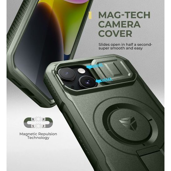 Dexnor MagSafe 360 Kickstand Camprotector калъф iPhone 13 / 14, зелен
